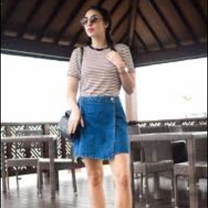 BooHoo denim wrap skirt.